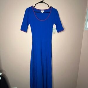 NwT LuLaRoe Ana Blue Dress with Purple Trim